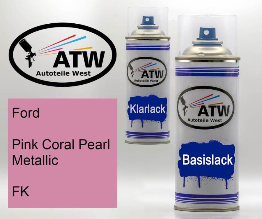 Ford, Pink Coral Pearl Metallic, FK: 400ml Sprühdose + 400ml Klarlack - Set, von ATW Autoteile West.